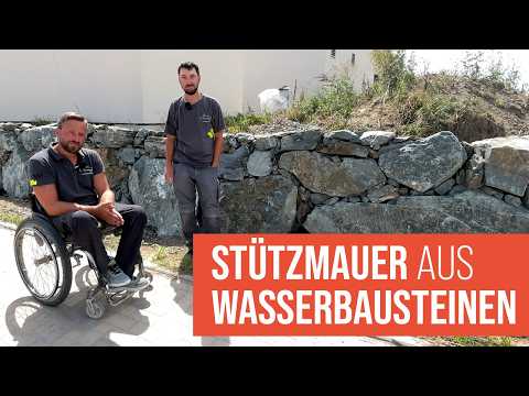 Wie man eine Stützmauer aus Wasserbausteinen baut: Die Bau-Doku