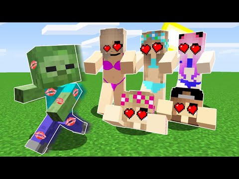 BÜTÜN KIZLAR KÜÇÜK ZOMBİYE AŞIK OLDU - Minecraft