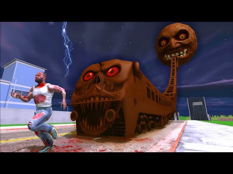 Longest Chocolate Moon Train Attack Franklin in Indian Bikes Driving 3d