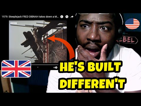 AMERICAN GUY REACTS To Fred Dibnah - British Steeplejack Takes Down a Massive Chimney BRICK by BRICK