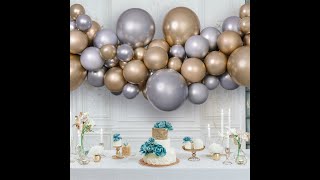 Sada na balonkovou girlandu SHINY zlato-stříbrná