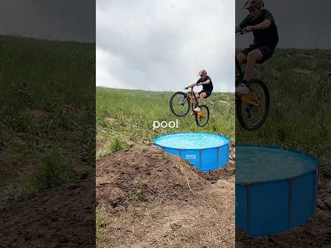 🤯I Built a Pool Between My Gap Jump!!! #mtb #ebike #stunt