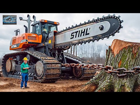 Extreme Dangerous Fastest Big Chainsaw Cutting Tree Machines | Monster Stump Removal Excavator #27