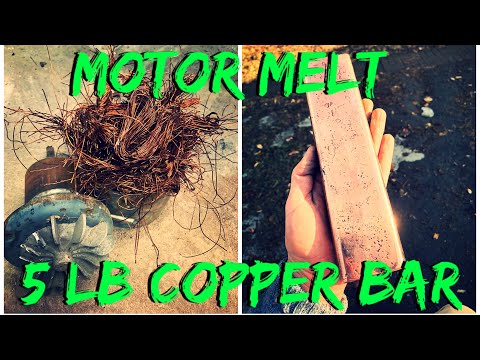 Motor Melt down- copper bar- trash to treasure- BigStackD style- copper ingot.