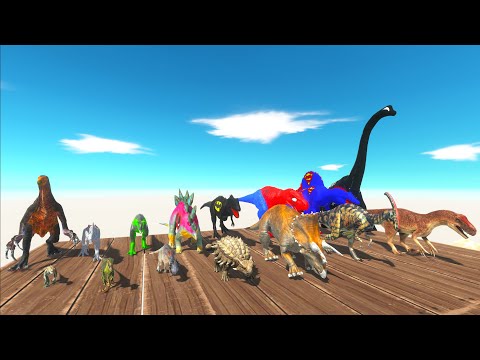 DINOSAURS SUPERHERO SPEED RACE STRAIGHT WOODEN PLANK - TO GET A TOP - Animal Revolt Battle Simulator