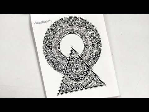 How to draw Geometric Mandala Art for Beginner Step by Step Tutorial triquetra design vanithaarts
