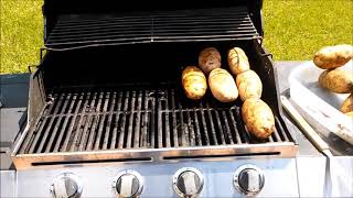 How to bake potatoes on a gas grill or bbq pit