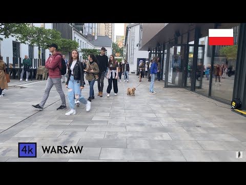 Walking in Downtown Warsaw, Poland. 4K City Walk