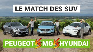 Hyundai KONA vs. Peugeot E-2008 vs. MG ZS : le match des SUV électriques