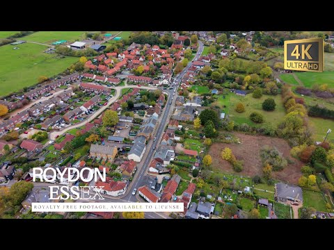 Roydon, Essex | Stunning 4K Drone Royalty Free Footage (60FPS Aerial View)