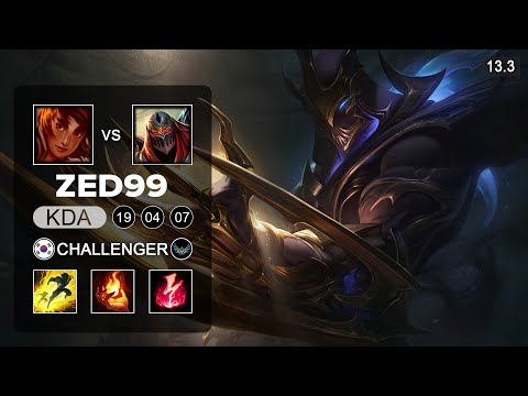 ZED99 Zed vs Taliyah Mid - KR Challenger - Patch 13.3 Season 13