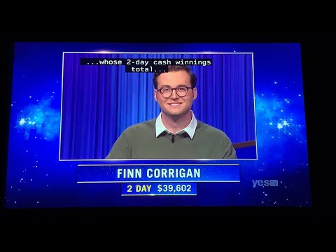 Jeopardy, intro & 1st Daily Double - Finn Corrigan Day 3 (3/21/22)