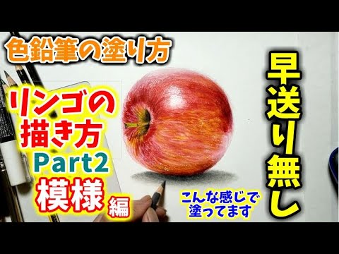 色鉛筆の塗り方早送りなしリンゴ 模様編の解説その弐　How to Draw an Apple Realistically Part 2 Video