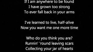 Glee Jar of Hearts Lyrics