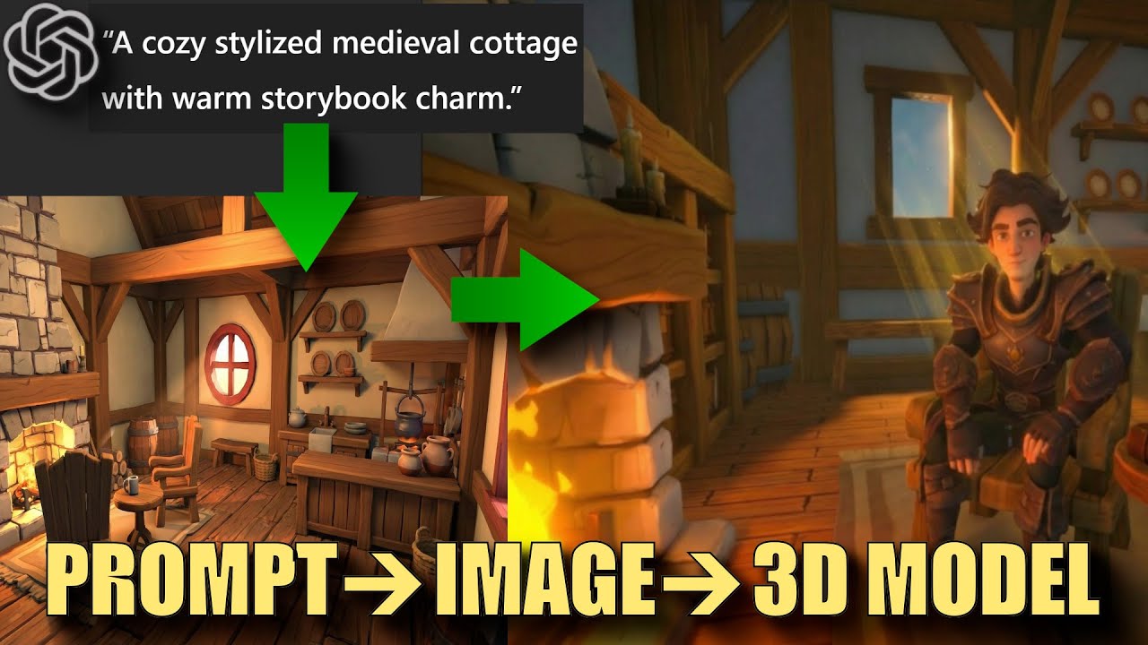 AI Prompt to 3D Cottage Interior | Cozy Stylized Medieval Home in Unity (Full Tutorial)