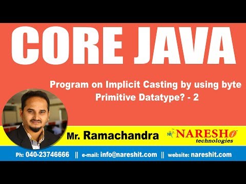 Program On Implicit Casting By Using Byte Primitive Datatype 2 Java Tutorial By Mr Ramachandra