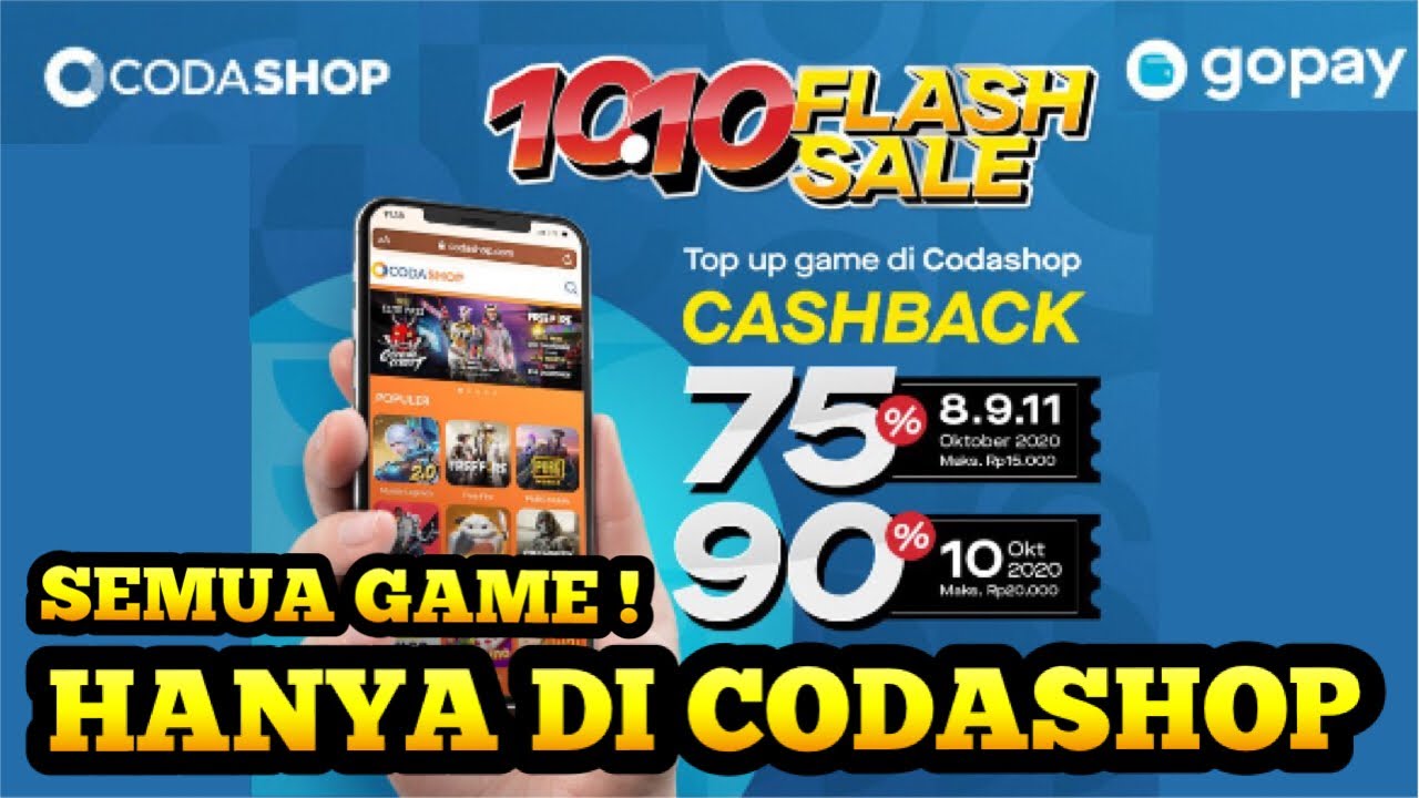PROMO CODASHOP 10.10 | CASHBACK GOPAY 90% SEMUA GAME FLASH SALE OKTOBER 2020