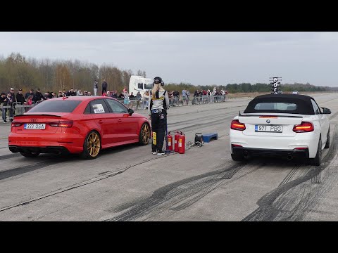 Audi RS3 Quattro 2.5 TFSI vs BMW M240i xDrive Convertible 1/4 mile drag race