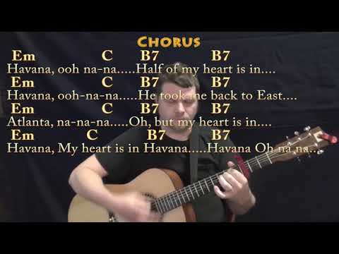 Havana (Camila Cabello) Guitar Lesson Chord Chart with Chords/Lyrics - Capo 3rd - Em C B7