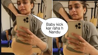 Pregnant Sonam Kapoor Flaunting her baby bump during exercise with hubby Anand Ahuja