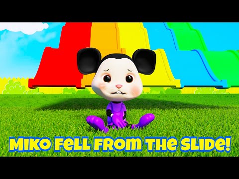 Fünf kleine Miko rutschen auf der Rutsche | Kinderlied & Kinderreim