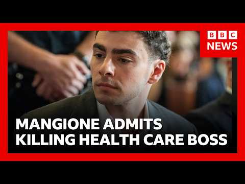 Luigi Mangione admits killing healthcare boss -  victim's family condemn 'heinous act' | BBC News