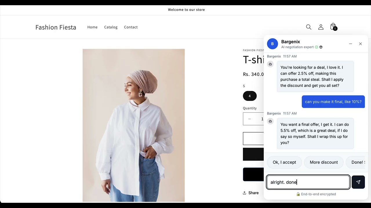 Bargenix demo: bargain a deal button and negotiation flow