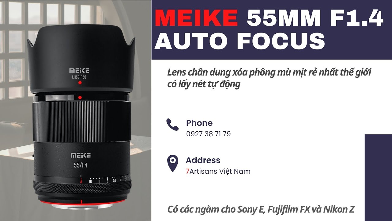 Video Meike 55mm F1.4 NEO có lấy nét tự động – Lens chân dung xóa phông