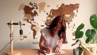 🌎¿El mejor Mapa del Mundo Mapamundi Madera con Relieve tricolor cortado a láser - WOODY MAP 3D