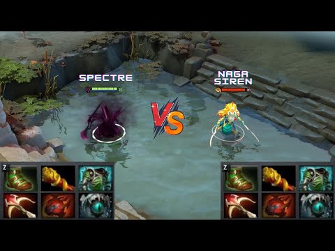 Dota 2 | Spectre vs Naga Siren lvl 30 | Normal Attacks Only | Same Full Items