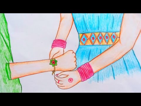 How to draw Raksha bandhan picture | Rakhi Drawing  |Ashim Drawing Tips