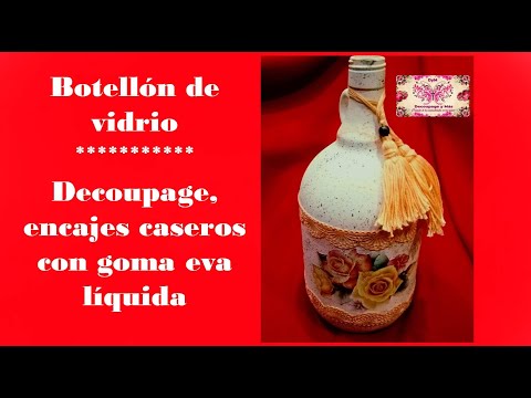 Botellón de vidrio con decoupage