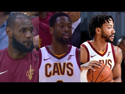 LeBron James Watches Dwyane Wade and Derrick Rose Make their Cavaliers Debut! 2017 NBA Preseason