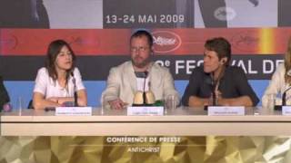 Charlotte Gainsbourg, W. Dafoe, L. von Trier -- Antichrist press conference -- part 1/2