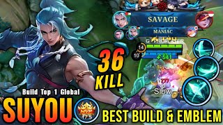 Download lagu 36 Kills   SAVAGE & MANIAC!! New Hero Suyou Best Build and Emblem! - Build Top 1 Global Suyou ~ MLBB mp3