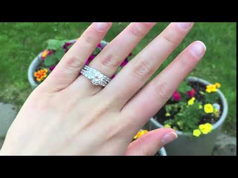 Graduated Engagement Ring Bridal Set (2 Rings) (2.02 Ct. Twt.) - TwoBirch ST-ENG-221-WG-JL