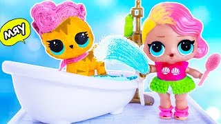 КУКЛЫ ЛОЛ СЮРПРИЗ ПОКРАСИЛИ КОТА! Pet GROOMING at the animal salon Мультик Школа Игрушки Для девочек
