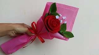 How to make single rose felt flowers bouquet for v