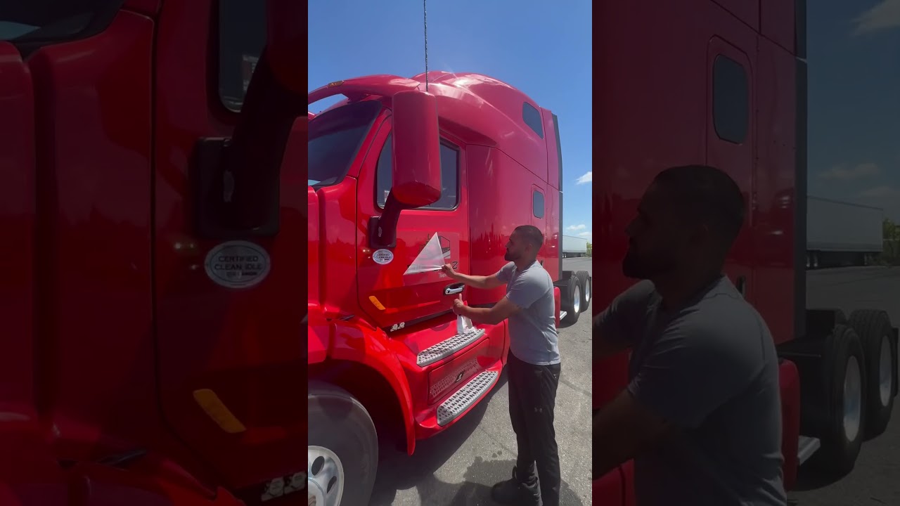 Truck decals install #peterbilt #signage #vinyl #design