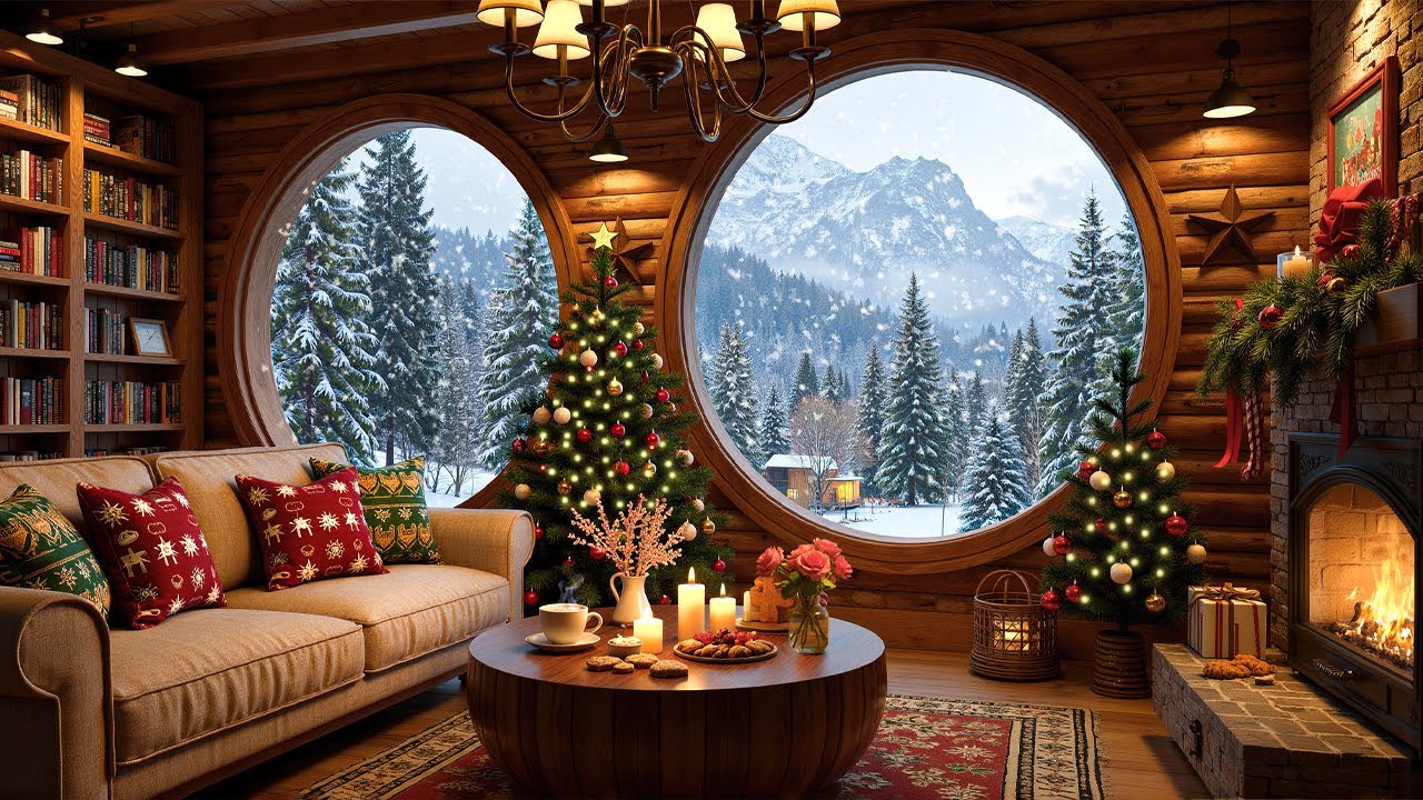 ❄️Cozy Winter Ambience With Fireplace 🔥 Soft Piano Jazz with Sounds Fireplace for Study, Relax, Work
