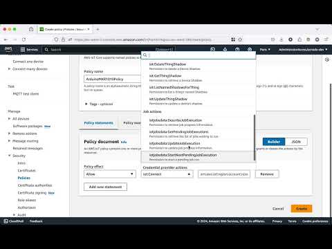 AWS IoT create Arduino Policy