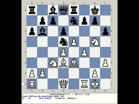 Lasker, Emanuel vs NN | GBR Tour Simul Chess 1895, Great Britain