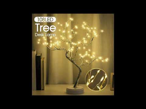 108LED Night Light Tree Table Desk Lamp Gold Branch Battery USB