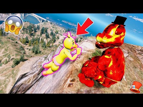 CAN LAVA FREDDY SAVE TOY CHICA FROM THE BIGGEST CLIFF FALL? (GTA 5 Mods For Kids FNAF RedHatter)