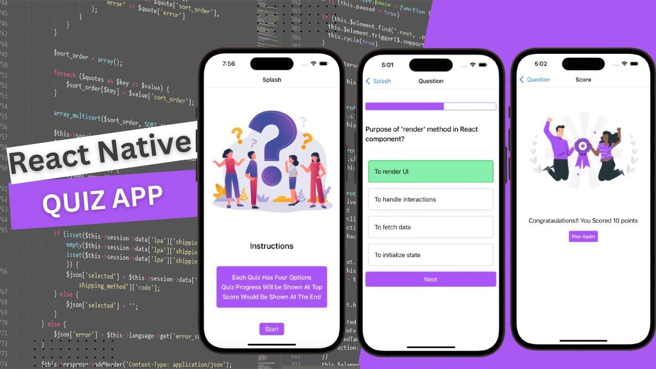 How to create a quiz app in react native | Expo  #reactnativetutorial