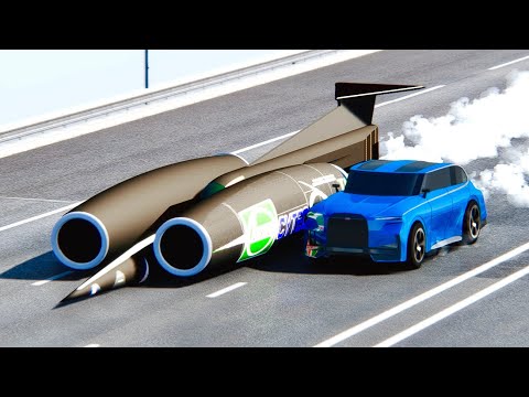 Bugatti SUV Spartacus Concept vs Thrust SSC at Drag Race 20 KM