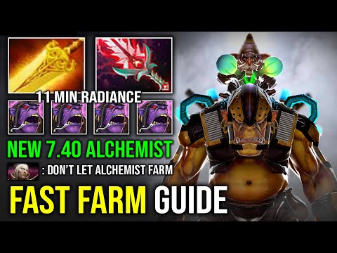 How to Fast Farm NEW Alchemist in 7.40 with 11Min Radiance Unlimited Burn Per Sec Dota 2