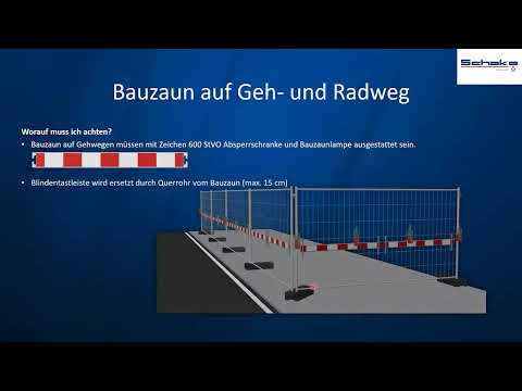 Bauzaun auf Geh  und Radweg [gemäß RSA21] - Baustellensicherung einfach erklärt - Schake Workshop