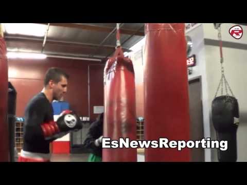 Ukranian Boxing star Alex Gvozdyk working hard bag RDX