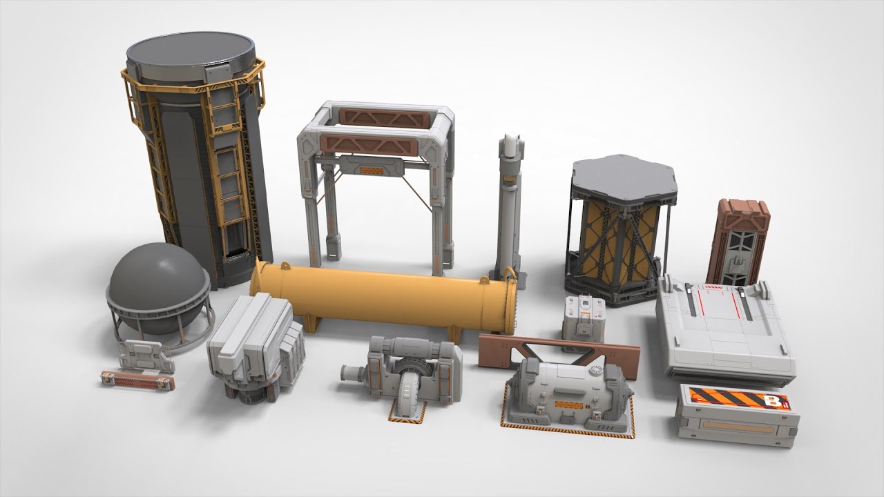 Sci-fi architecture kitbash 3 3D Model